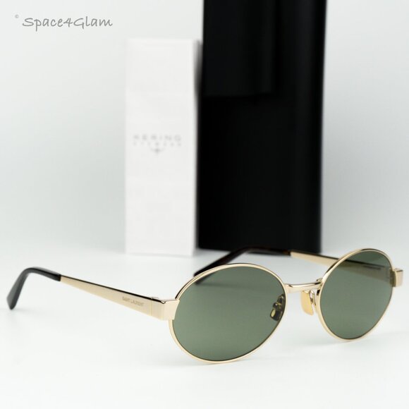 Saint Laurent Men Sunglasses Gold Green Oval SL692 003 BRAND NEW - Picture 3 of 12